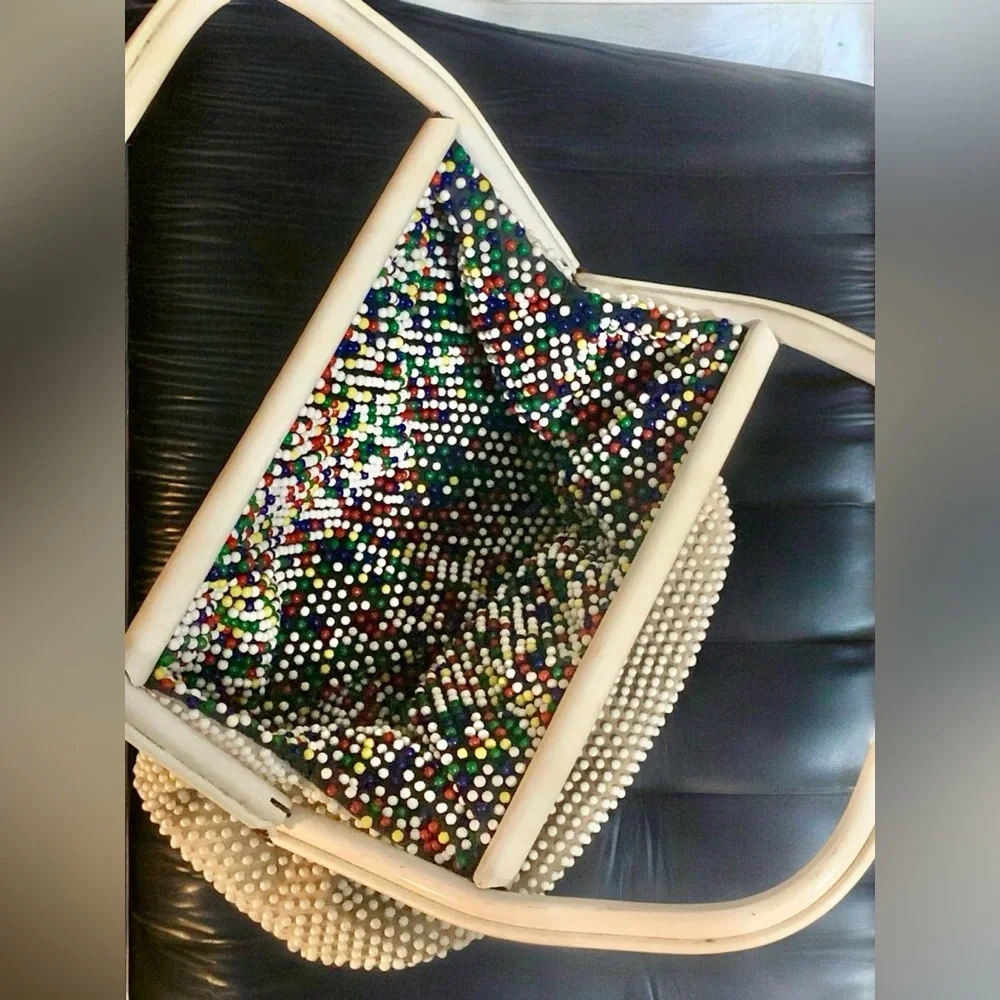 Vintage Rare 1960s Beaded Candy Dot Bag Reversible - Picture 6 of 15
